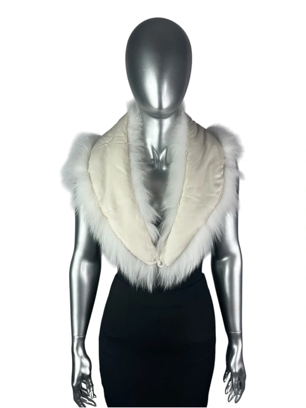 White FOX Shawl Collar, 42” L, Certified Vintage Fur